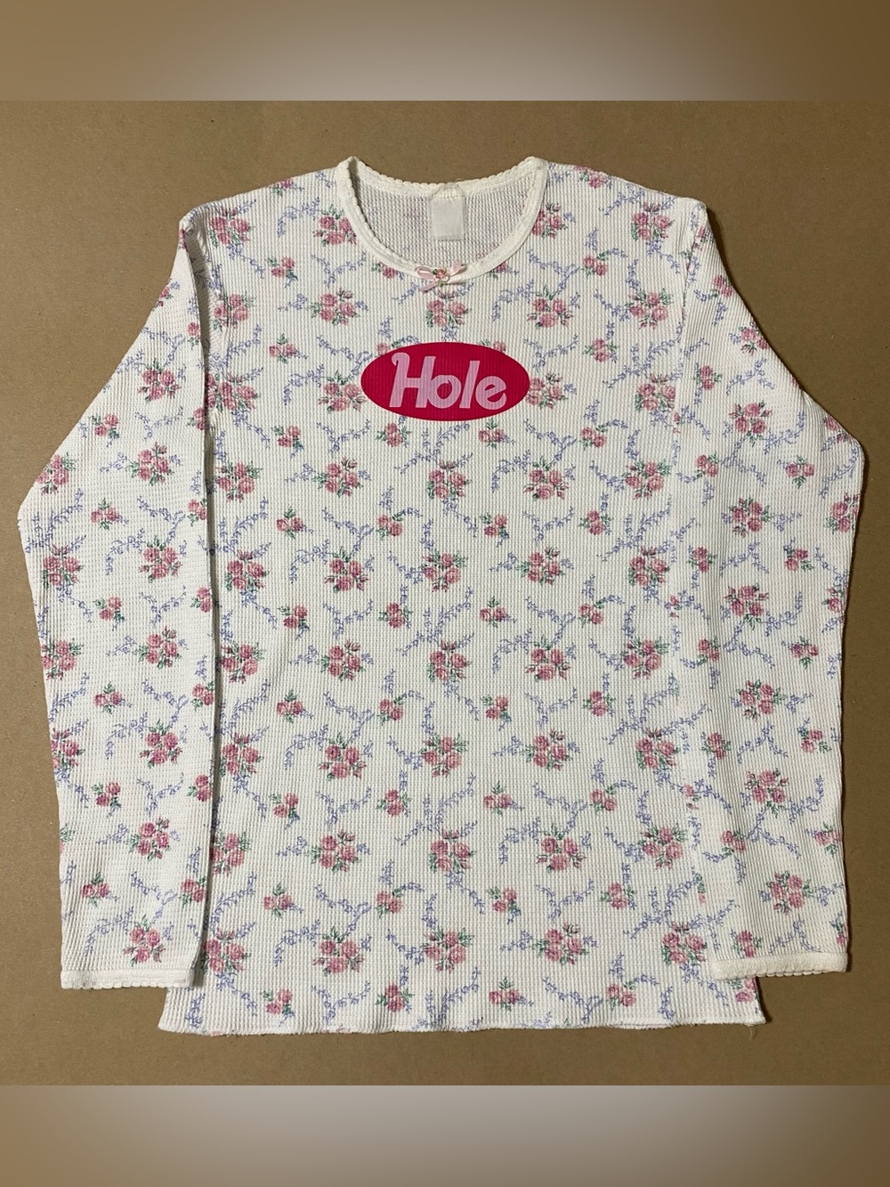 Vintage floral thermal long sleeve tee with Hole oval logo grunge 90s